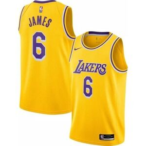 NIKE LeBron James Lakers Icon Swingman Jersey Yellow Sz S *NEW* CW3669-738 $110